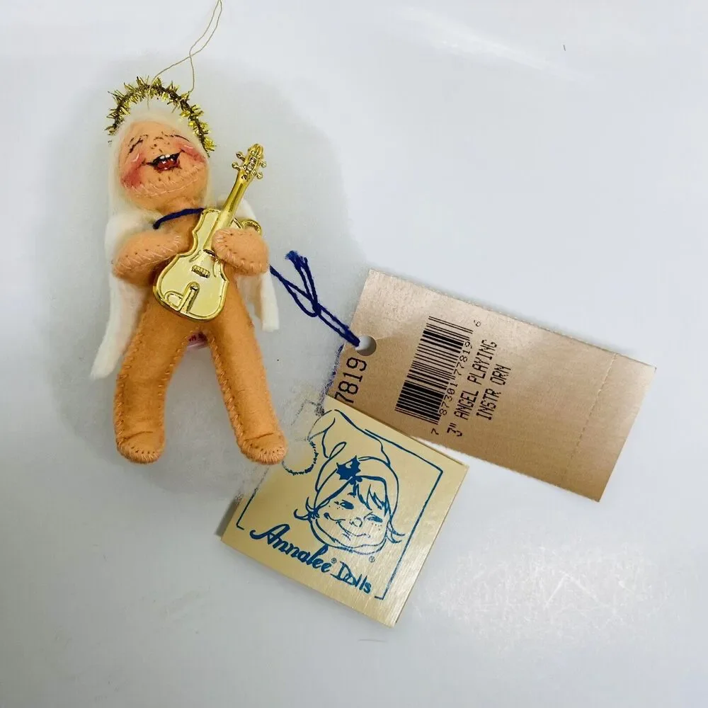 Annalee Christmas Ornament Angel Playing Instrument 3 inch in box Collector